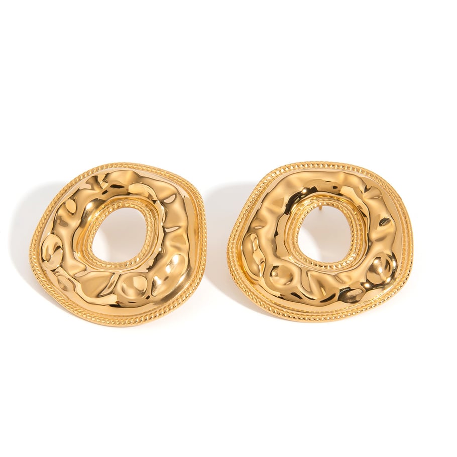 1 Pair Classic Series Elegant Annular Stainless Steel 18K Gold Plated Women Stud Earrings Picture6