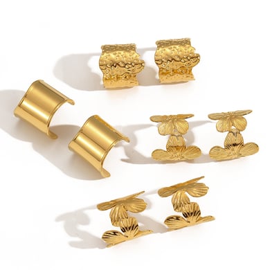 1 Paar Täglicher Ring Edelstahl Gold Farbe Damen Ohrstecker h5 Bild4