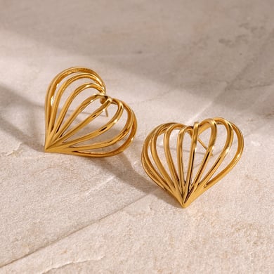 1 Pair Simple Series ins style Heart Stainless Steel 18K Gold Plated Women Stud Earrings h5 Picture4