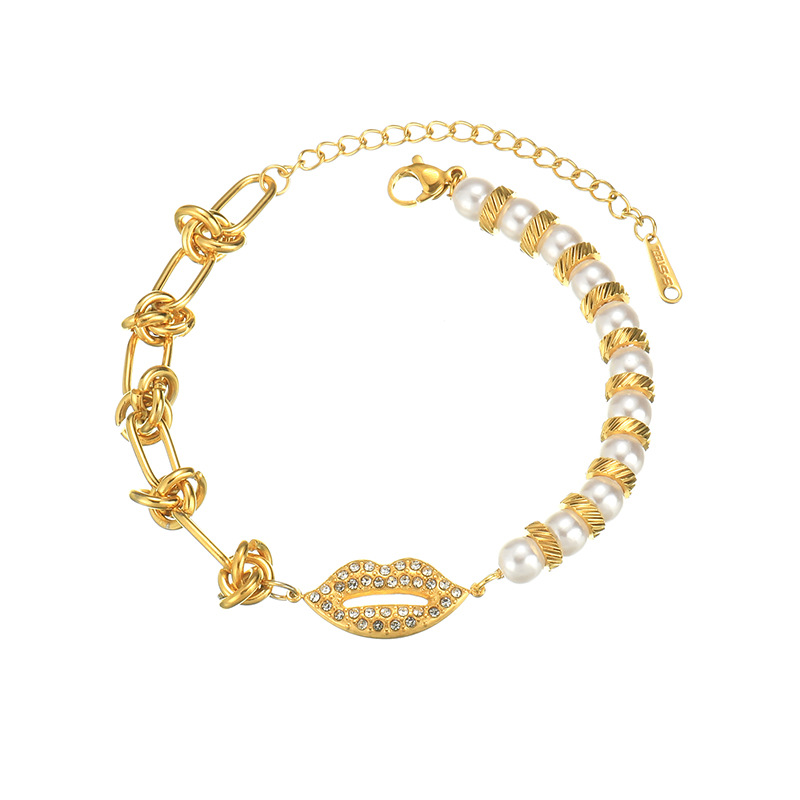 Bracelet à breloques pour femme, série romantique, patchwork simple, en acier inoxydable plaqué or 18 carats Image4