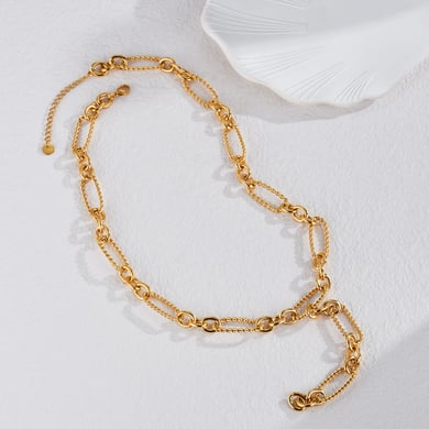 Collier chaîne pour femme en acier inoxydable plaqué or 18 carats, série Simple, pompon simple h5 Image2