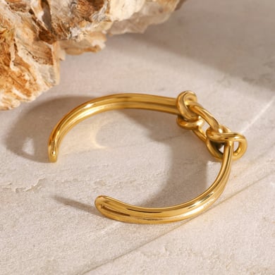 1 Piece Simple Series ins style Twist Stainless Steel 18K Gold Plated Women Bangles h5 Picture4