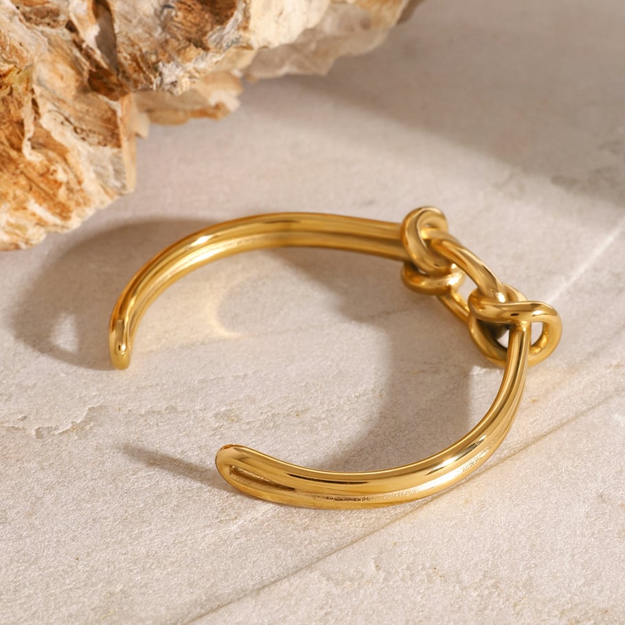 1 Piece Simple Series ins style Twist Stainless Steel 18K Gold Plated Women Bangles Picture4