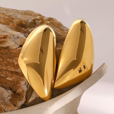 1 Pair Simple Series Simple Droplet Stainless Steel 18K Gold Plated Women Stud Earrings h5 Picture4