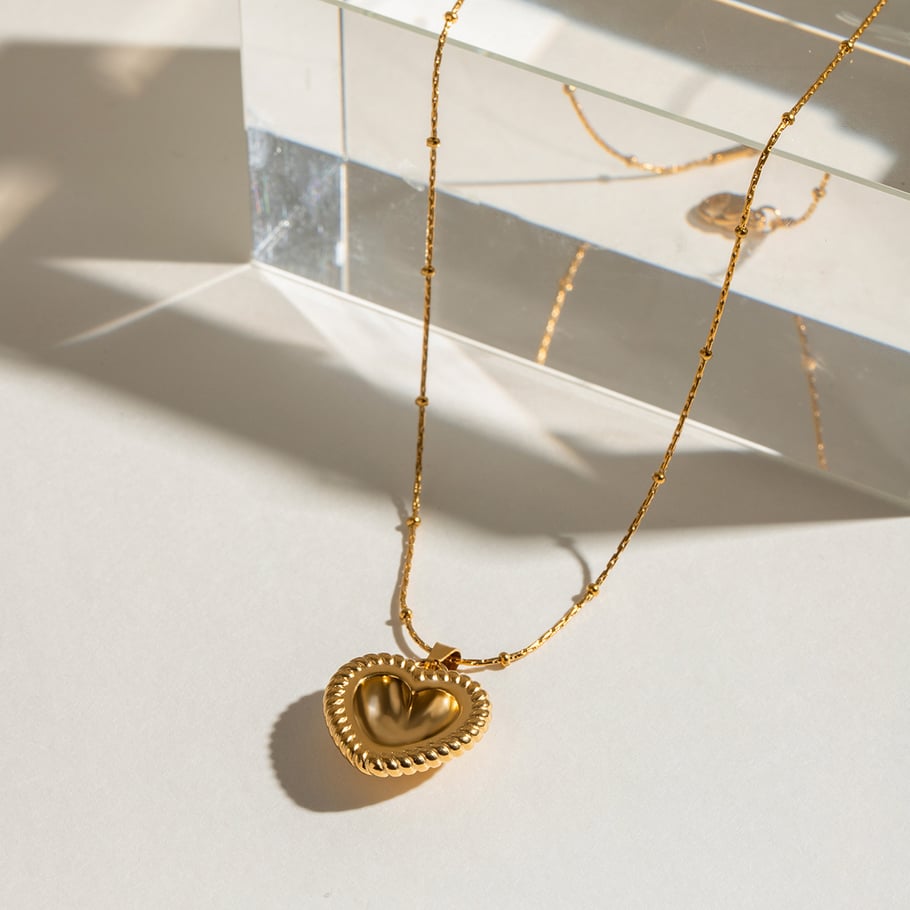 1 Piece Simple Series Simple Heart Stainless Steel 18K Gold Plated Natural Stone Women Pendant Necklaces Picture3
