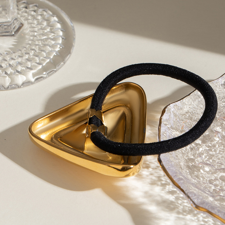 1 Paar Simple Series Tägliche geometrische Haargummis aus Edelstahl mit 18 Karat Vergoldung für Damen Bild4