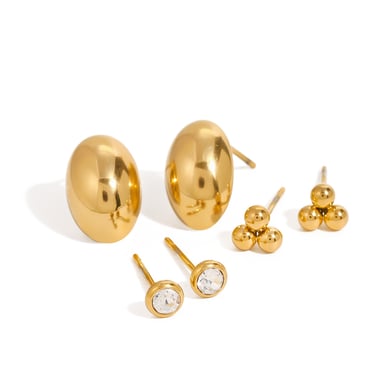 1 Paar Simple Series Klassische geometrische Ohrstecker aus Edelstahl mit 18 Karat vergoldetem Zirkonia für Damen h5 Bild5
