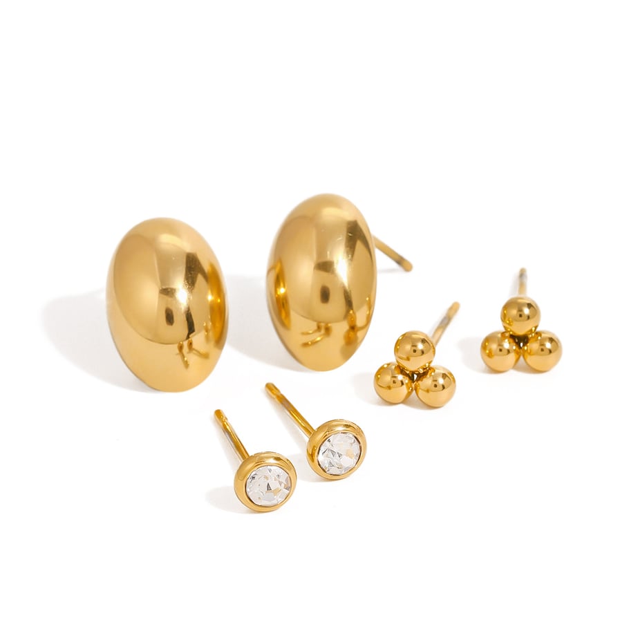 1 Paar Simple Series Klassische geometrische Ohrstecker aus Edelstahl mit 18 Karat vergoldetem Zirkonia für Damen Bild5