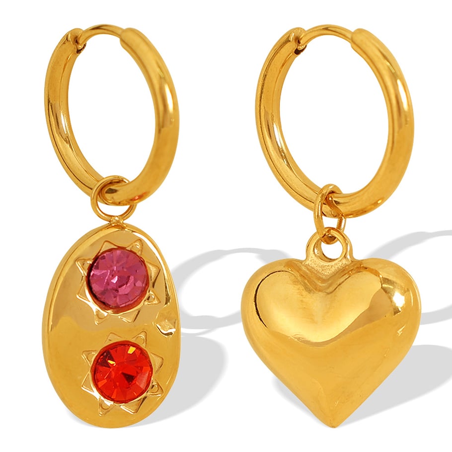 1 Pair Simple Series Simple Heart Stainless Steel 18K Gold Plated Women Drop Earrings Picture6
