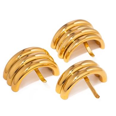 1 Pair Simple Series Simple Solid Color Stainless Steel 18K Gold Plated Women Hair Clips h5 Picture5