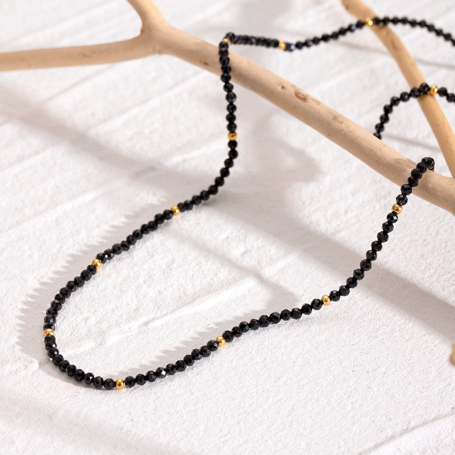 1 Stück Simple Series Elegante Perlen Edelstahl 18 Karat vergoldet Naturstein Damen Perlenketten Bild3