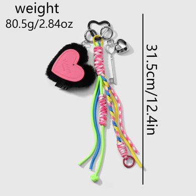 1 Piece Sweet Plush Heart Beaded Bow Bag Charms h5 Picture7
