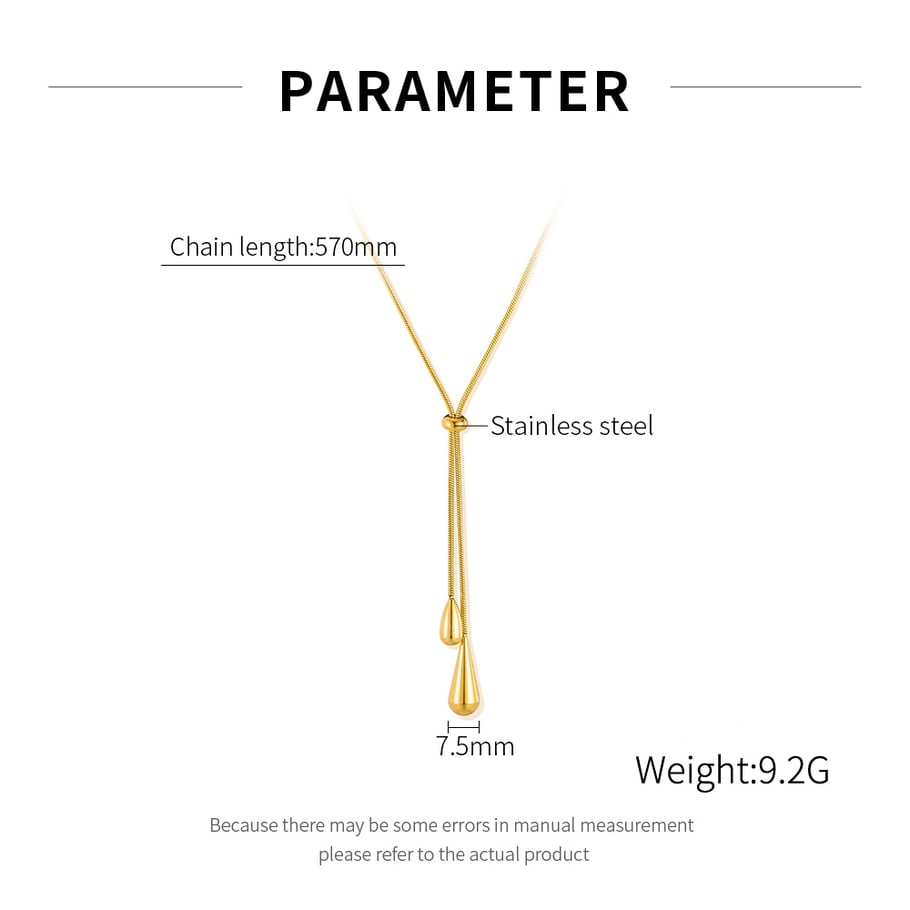 1 Piece Elegant Series Daily Droplet Adjustable Stainless Steel Gold Color Women's Pendant Necklaces h5Picture11