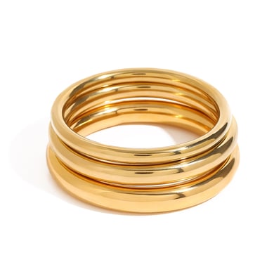Pulseras de mujer de acero inoxidable en color dorado con diseño anular de Europa y América, serie simple, 1 unidad h5 Imagen10