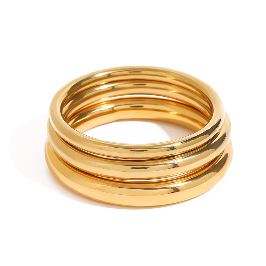 Pulseras de mujer de acero inoxidable en color dorado con diseño anular de Europa y América, serie simple, 1 unidad Imagen10