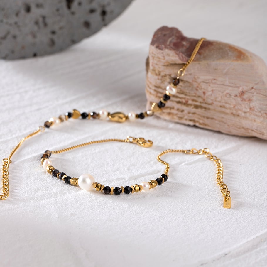 1 Piece Simple Series Elegant Beads Stainless Steel 18K Gold Plated Natural Stone Women Charm Bracelets Picture4