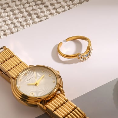 1 Paar Ethnische Serie Klassische Sonne/Mond Edelstahl Gold Farbe Überzogene Verstellbare Damen Ringe h5 Bild4