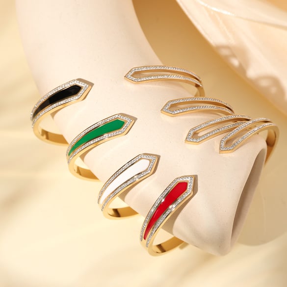 Braccialetti da donna in acciaio inossidabile color oro, semplici, eleganti e geometrici, 1 pezzo 2