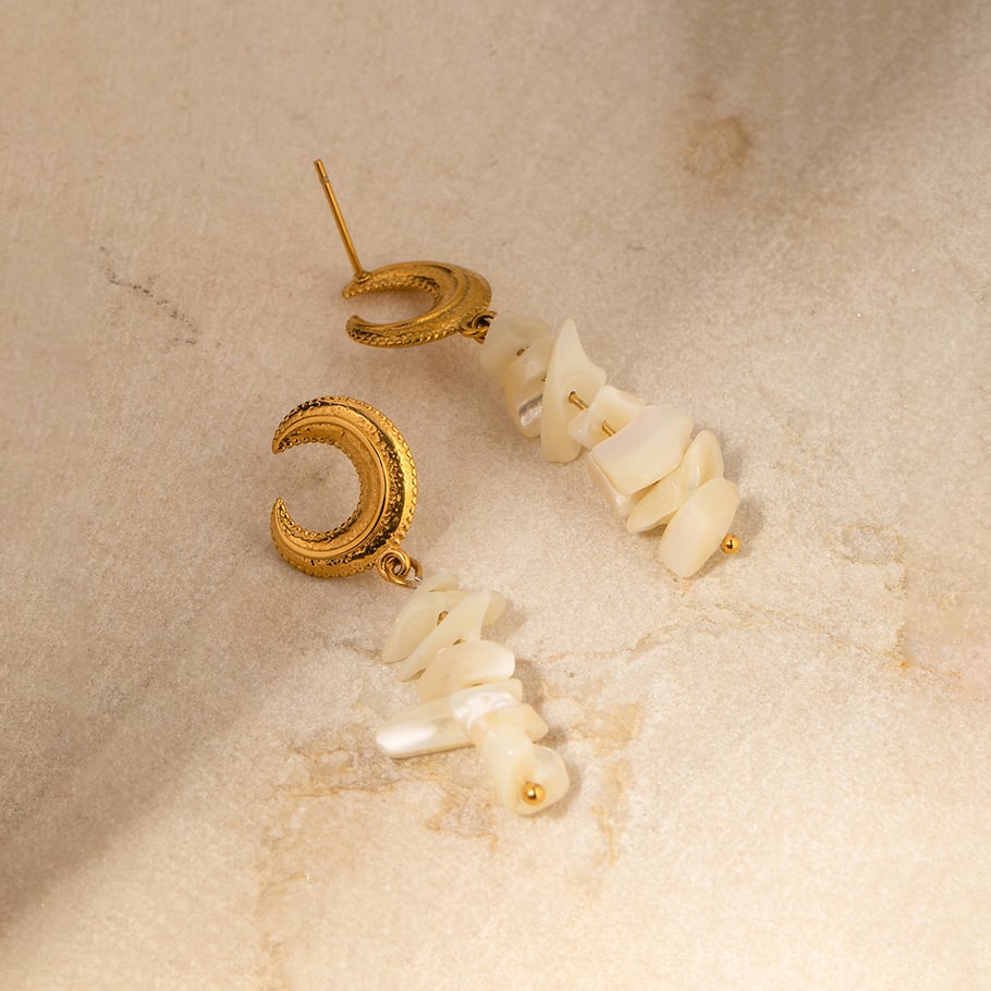 1 paire de boucles d&#39;oreilles pendantes géométriques élégantes en acier inoxydable plaqué or 18 carats pour femmes, série Simple Image2