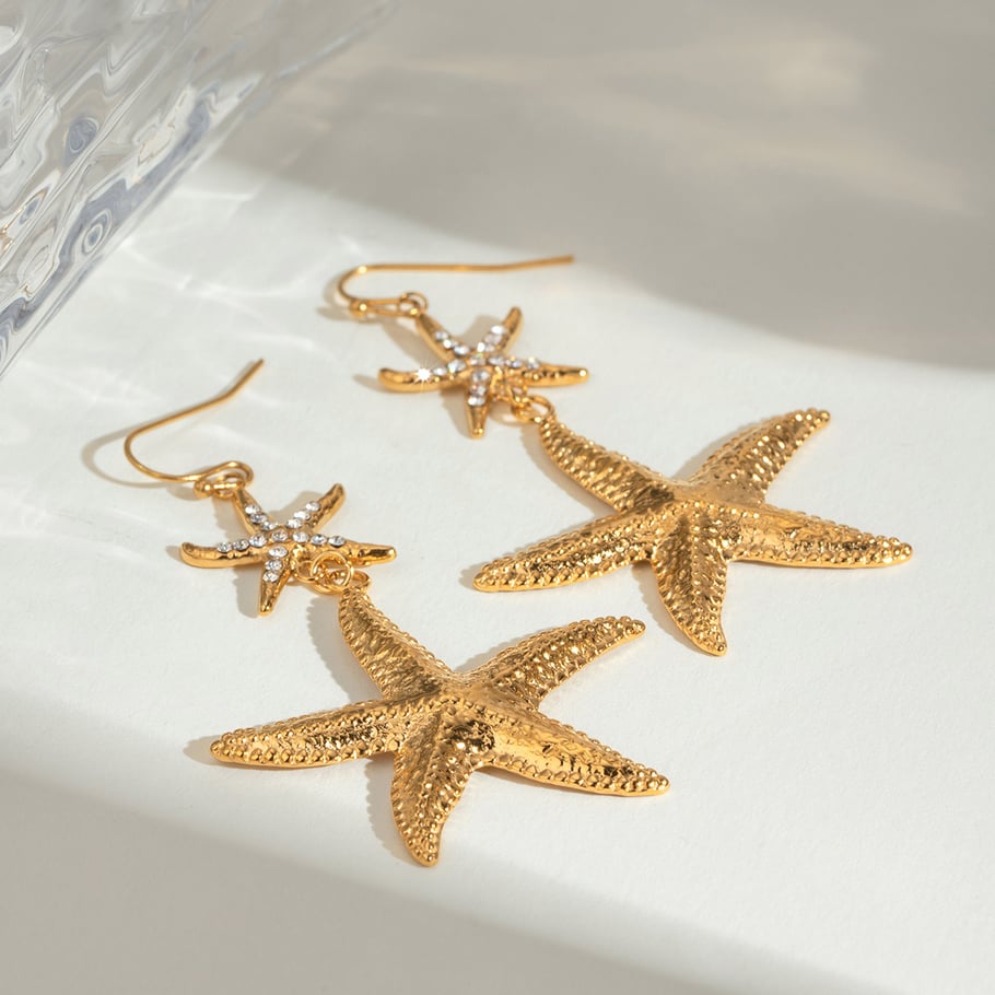 1 Pair Simple Series Vacation Turtle Stainless Steel 18K Gold Plated Rhinestone Women Drop Earrings Picture3