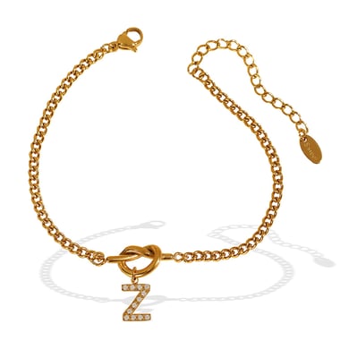 1 Piece Simple Series Simple Letter Stainless Steel 18K Gold Plated Rhinestone Women Charm Bracelets h5 Picture6