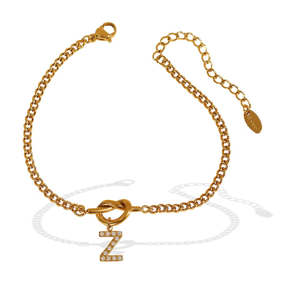1 Piece Simple Series Simple Letter Stainless Steel 18K Gold Plated Rhinestone Women Charm Bracelets Picture6