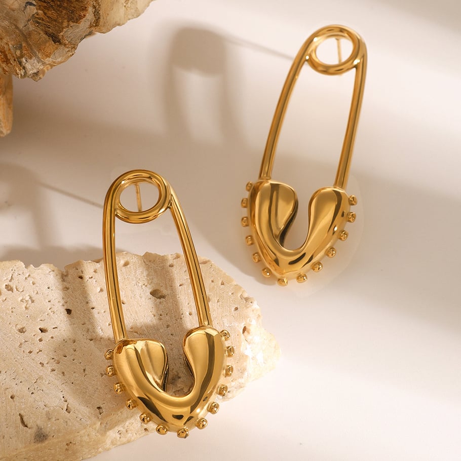 1 Pair Simple Series Casual Geometric Stainless Steel 18K Gold Plated Women Stud Earrings Picture3