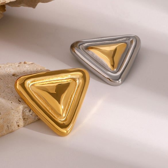 1 paar eenvoudige serie casual geometrische roestvrij staal 18K vergulde vrouwen broches 2