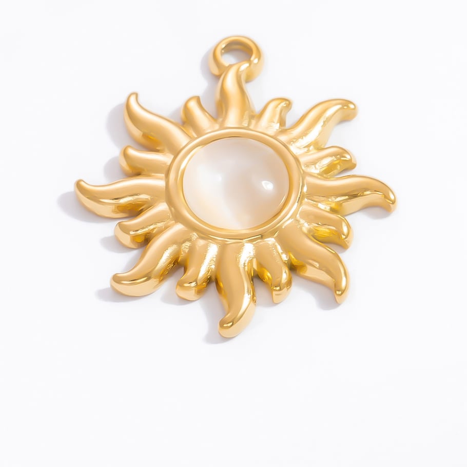 1 Stück Luxuriöse Serie Klassische Sonne/Mond Edelstahl Gold Farbe Damen Anhänger Bild6