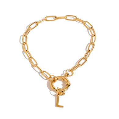 1 Piece Simple Series Simple Letter Stainless Steel 18K Gold Plated Women Charm Bracelets h5 Picture5