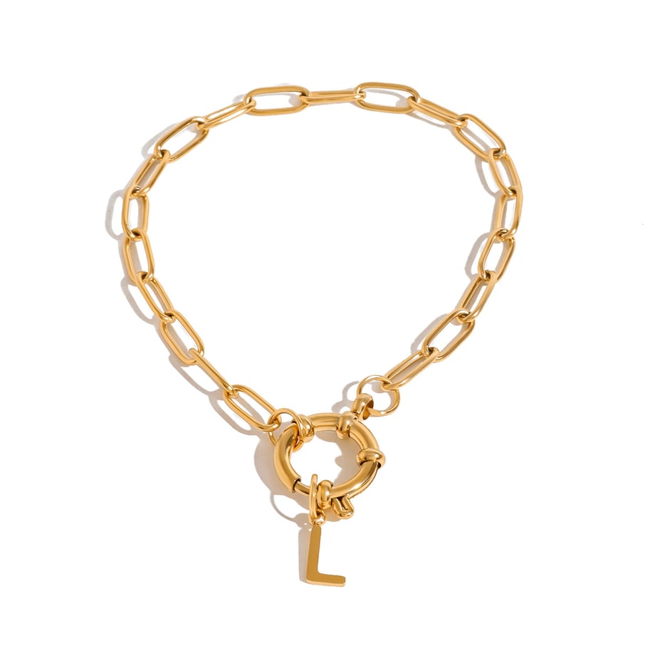 1 Piece Simple Series Simple Letter Stainless Steel 18K Gold Plated Women Charm Bracelets Picture5