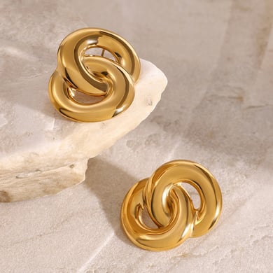 1 Paar Simple Series Retro Geometrische Edelstahl 18K vergoldet Damen Ohrstecker h5 Bild4