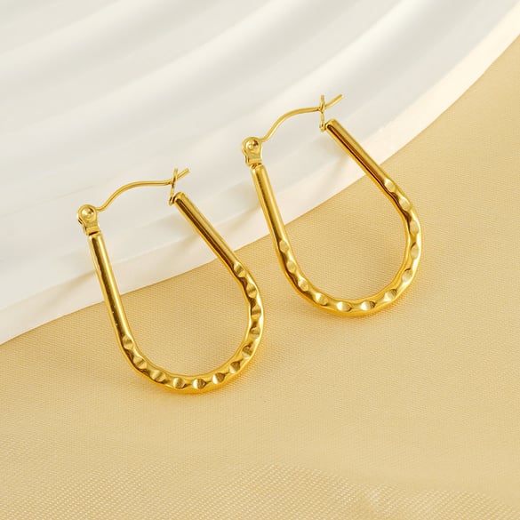 1 Pair Simple Series Simple Geometric Stainless Steel 18K Gold Plated Women Drop Earrings 2