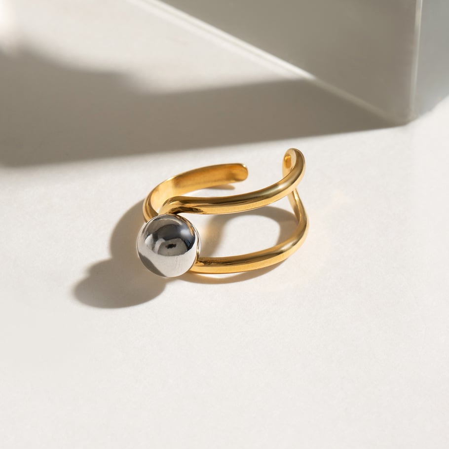 1 Pair Simple Series Daily line Stainless Steel 18K Gold Plated Women Adjustable Rings Picture4