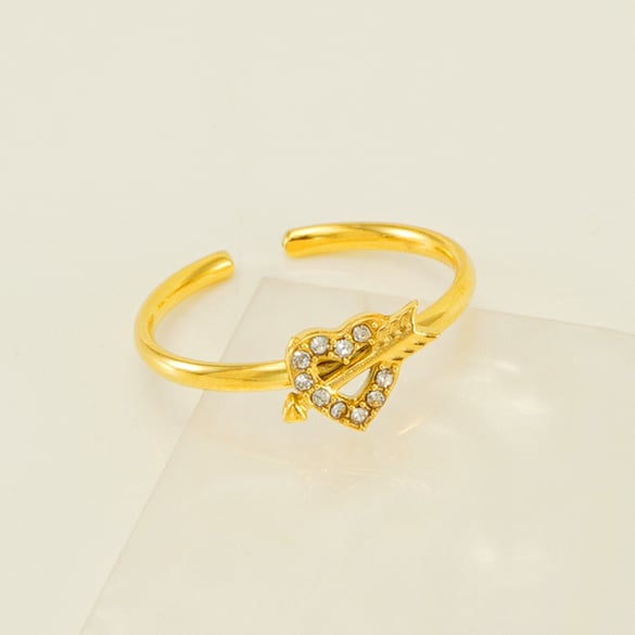 1 Çift Küçük elmas açık yüzük kadın moda yüksek dereceli titanyum çelik Aşk tanrısının oku işaret parmağı yüzük yüzük kadın ayarlanabilir yüzük 2