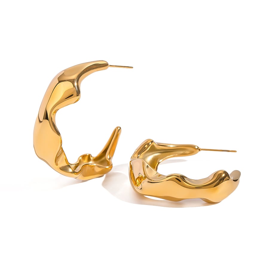 1 Pair Simple Series Simple Geometric Stainless Steel 18K Gold Plated Women Hoop Earrings Picture5