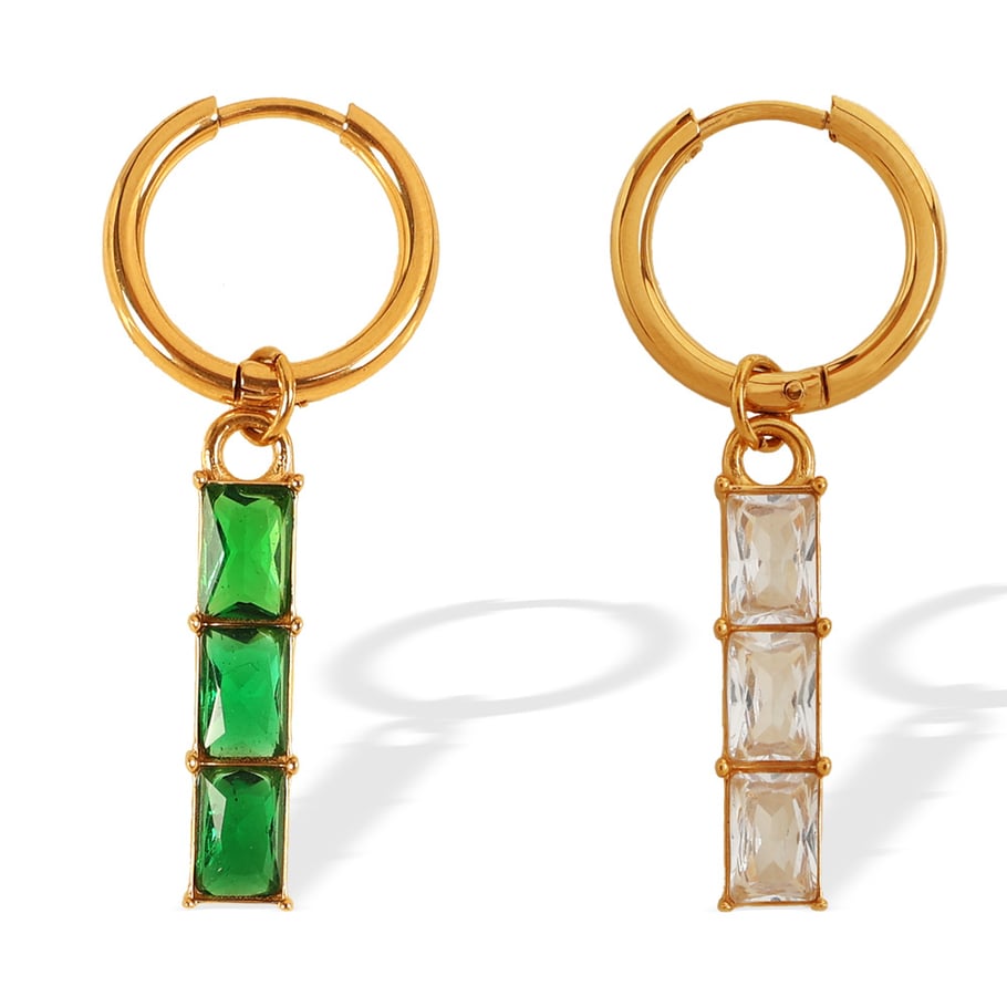 1 Pair Simple Series Classic Geometric Titanium Steel 18K Gold Plated Zircon Women Drop Earrings Picture5