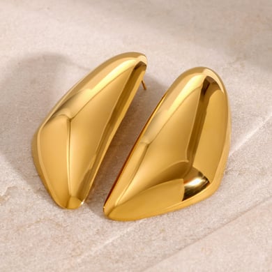 1 Pair Simple Series Simple Droplet Stainless Steel 18K Gold Plated Women Stud Earrings h5 Picture3