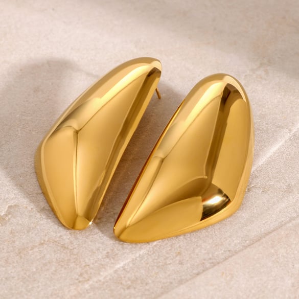 1 Pair Simple Series Simple Droplet Stainless Steel 18K Gold Plated Women Stud Earrings