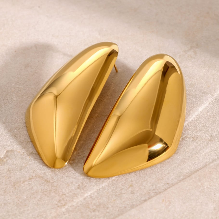 1 Pair Simple Series Simple Droplet Stainless Steel 18K Gold Plated Women Stud Earrings Picture3