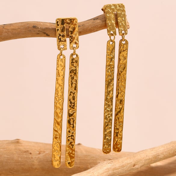 1 Pair Classic Series Elegant Geometric Stainless Steel   Gold Color  Women's Drop Earrings 2