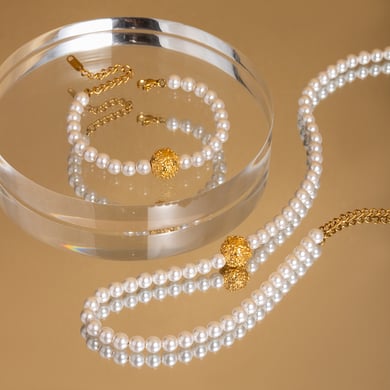 1 Stück Simple Series Elegante Perlen Edelstahl 18 Karat vergoldet Perlen Damen Perlenketten h5 Bild5