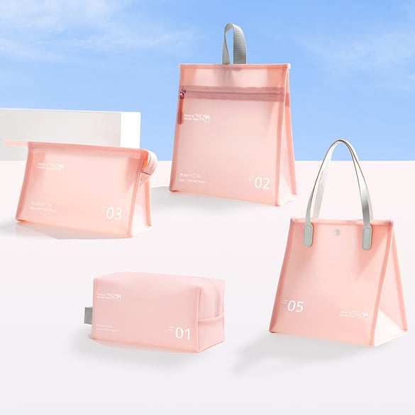 1 Piece Simple Series Daily Solid Color PVC Waterproof Makeup For Vacation Women's Bags