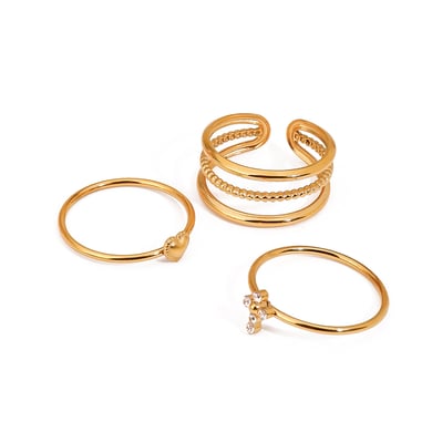 Conjunto de anillos de mujer de acero inoxidable dorado con diseño de cruz de estilo Ins de 1 pieza de lujo h5 Imagen11