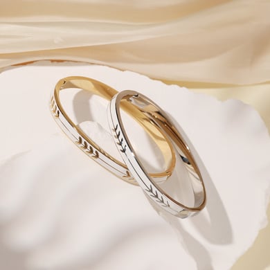 1 Piece Classic Series Elegant Olive Branch Pattern Stainless Steel Gold Color Women's Bangles h5 Picture6