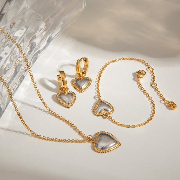 1 Piece Romantic Series Cute Heart Stainless Steel   Gold Color  Women's Pendant Necklaces