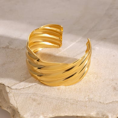 1 Piece Simple Series Retro Geometric Stainless Steel 18K Gold Plated Women Bangles h5 Picture3