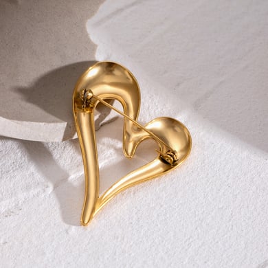 1 Piece Romantic Series Elegant Chic Heart Shape Stainless Steel Gold Color Women's Brooches h5 Picture6