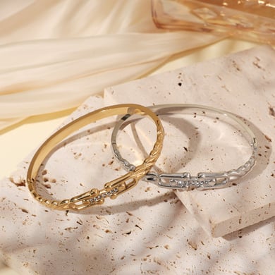 1 Piece Delicate Series Casual Twist Stainless Steel Gold Color Women's Bangles h5 Picture6