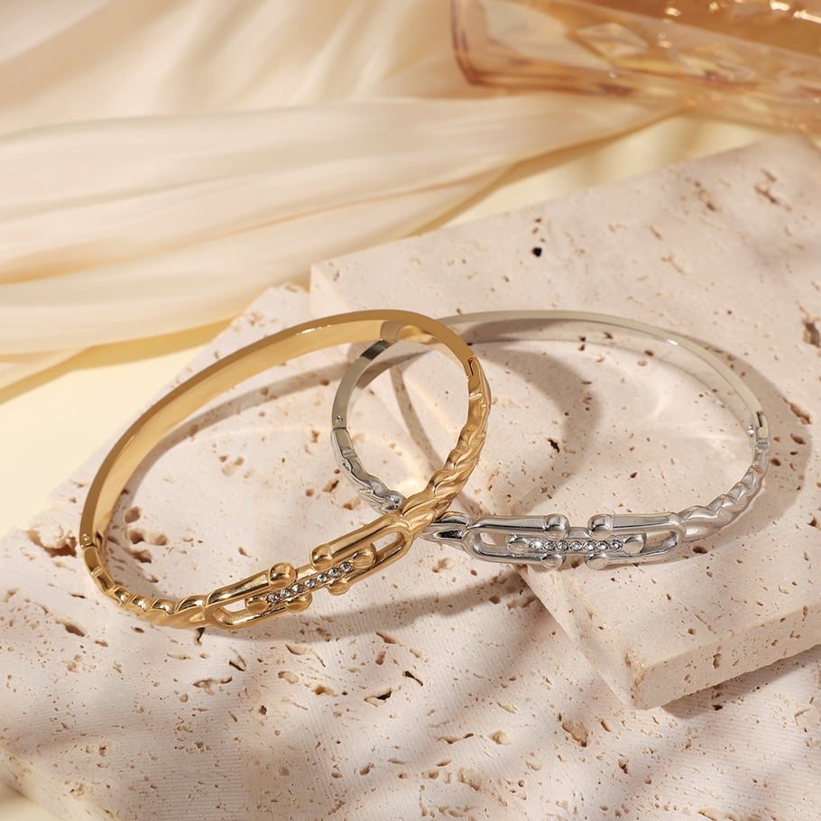 1 Piece Delicate Series Casual Twist Stainless Steel Gold Color Women's Bangles Picture6